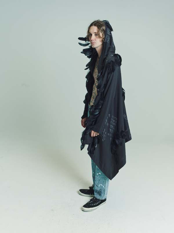 希少 NUMBER (N)INE 08ss BIRDS期 カシミヤ 紐 ストール Number (N)ine Archive Birds Finale Piece Cashmere Hooded Long Cape