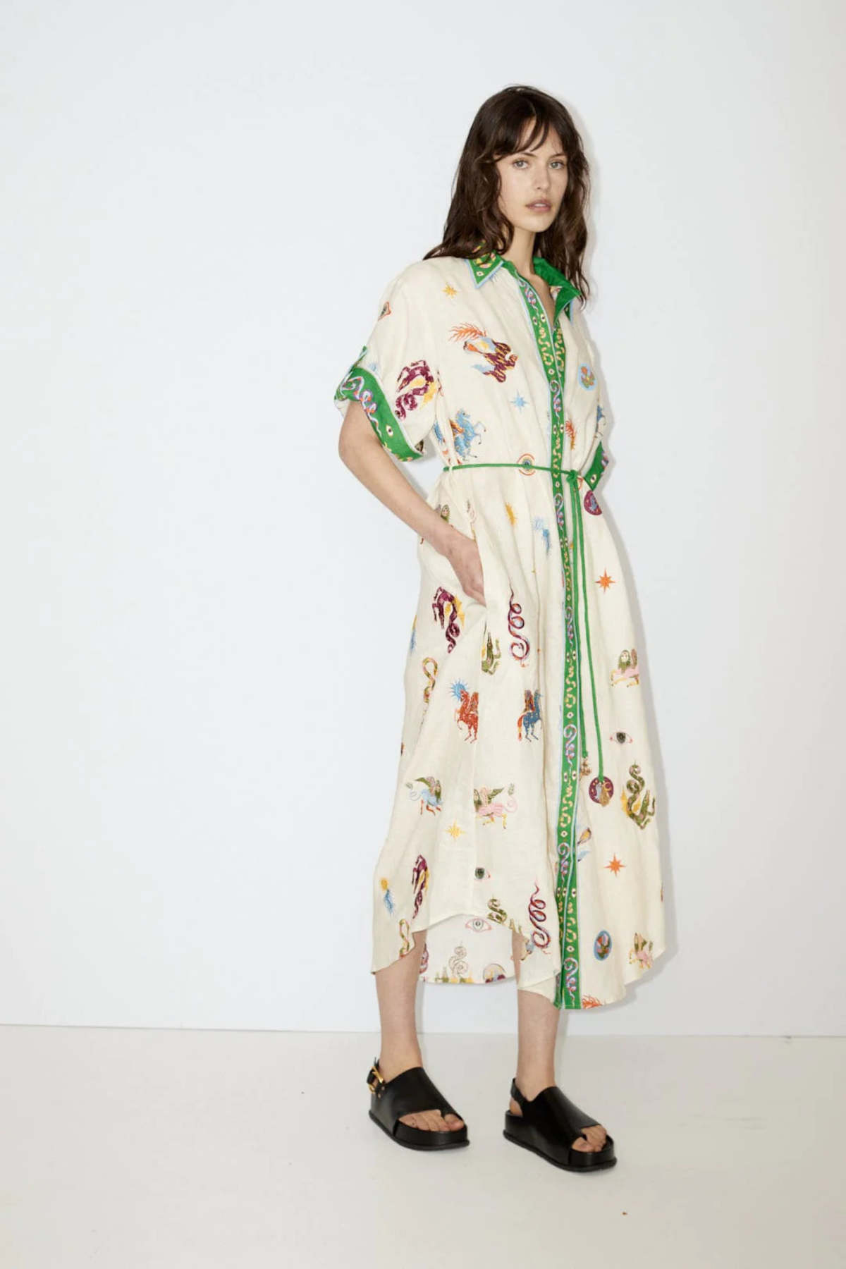 Alemais Seeker Embroidered Shirtdress - Ivory Multi