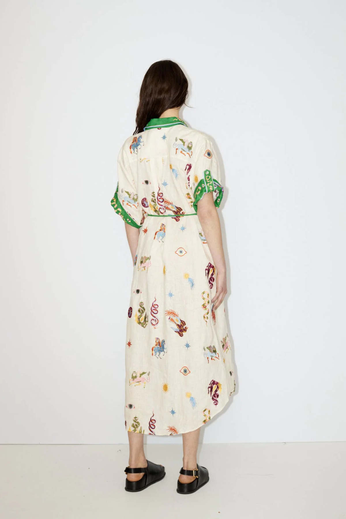 Alemais Seeker Embroidered Shirtdress - Ivory Multi | Garmentory Alemais Seeker Embroidered Shirtdress - Ivory Multi | Garmentory