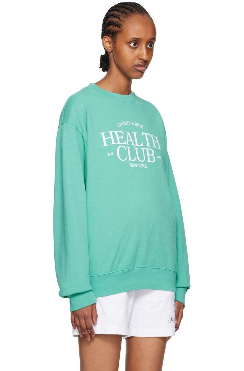 Sporty & Rich Blue Health Club Sweatshirt - Faded Teal/White