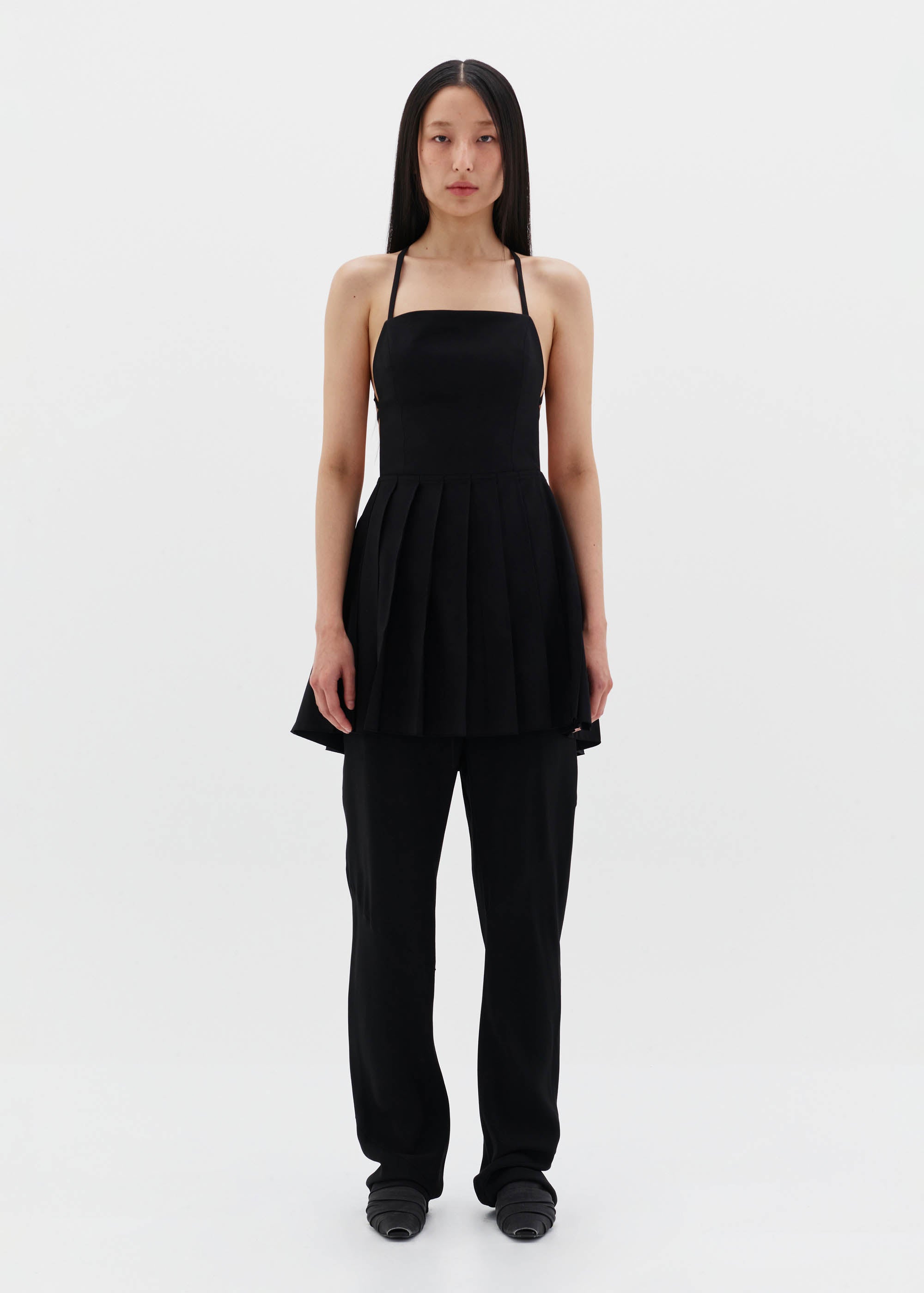 [ロウ クラシック] LOW CLASSIC PLEATED MINI DRESS☆送料込☆ Black-Pleated-Mini-Dress-