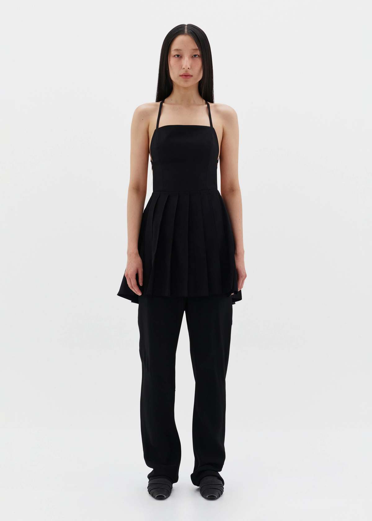 Black-Pleated-Mini-Dress-