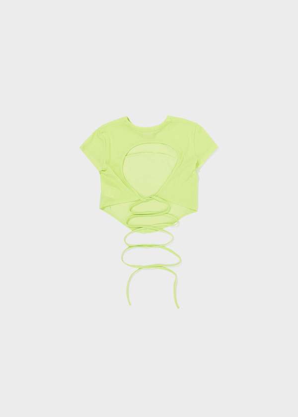 LOW CLASSIC Back Hole T-Shirt Green Garmentory