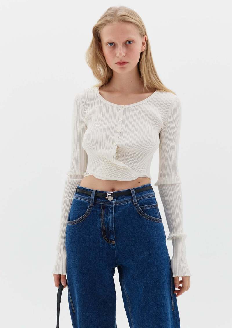LOW CLASSIC Knit Wrap Cardigan - Ivory | Garmentory