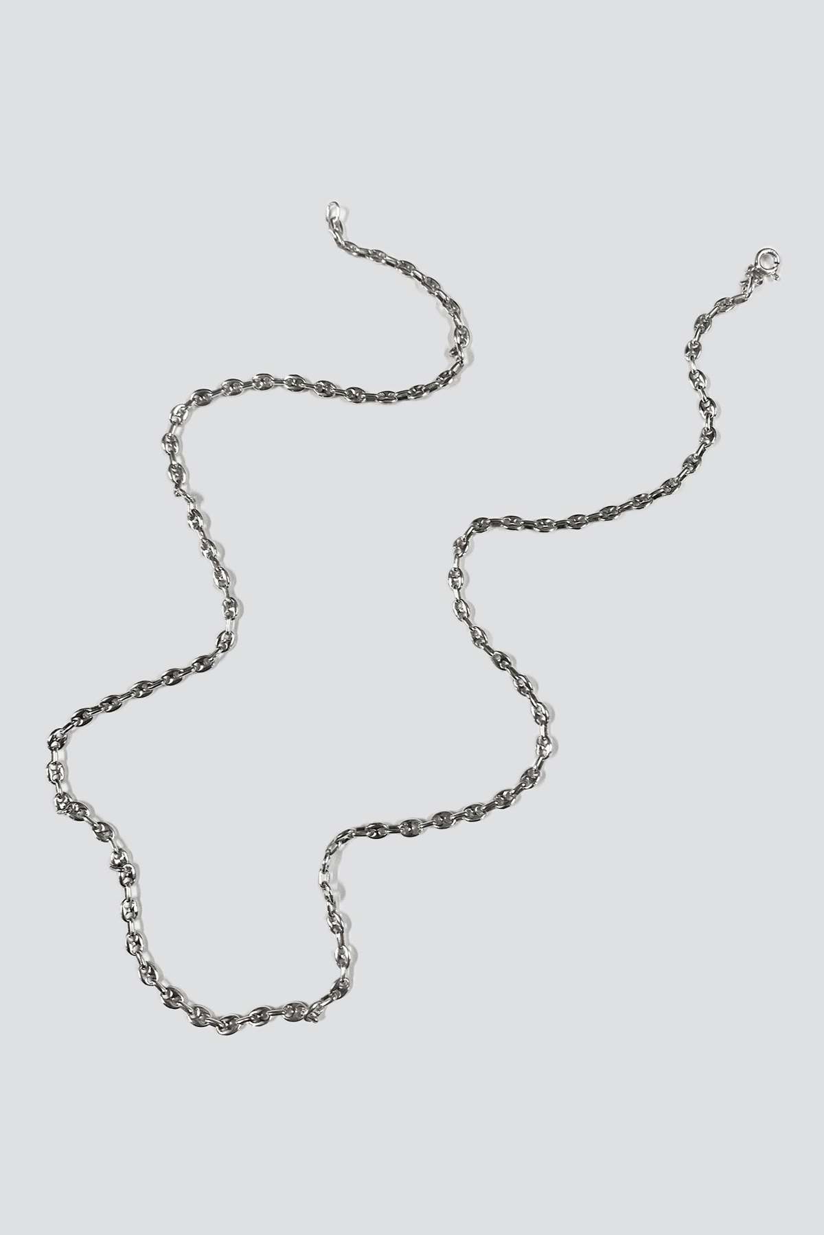 Silver Mariner Curb Chain w/ Spring Ring Charm Necklace main image 0