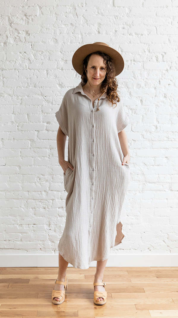 miou muse linen dress Miou Muse Stone Button Dress - Cream