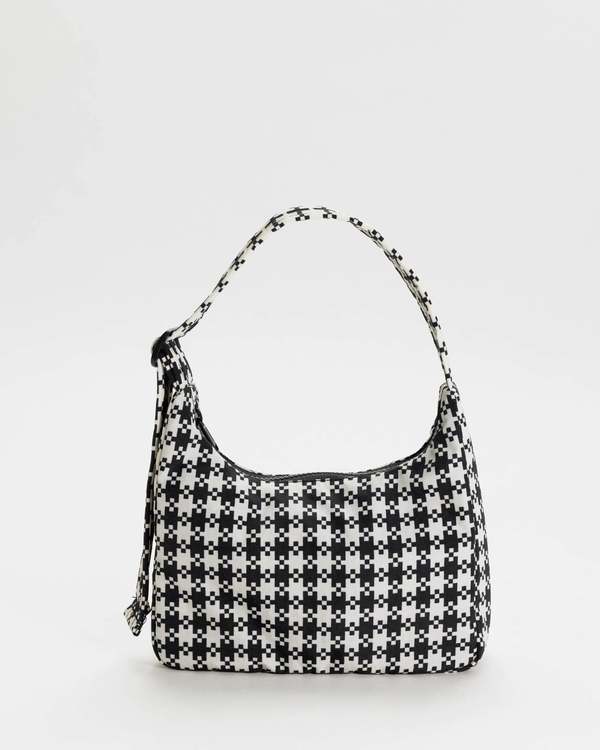 Black + White Pixel Gingham Cloud Bag