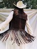 VINTAGE 1970 BROWN SUEDE SPAGHETTI WESTERN FRINGE VEST ✜ XS-M - Thumbnail 1