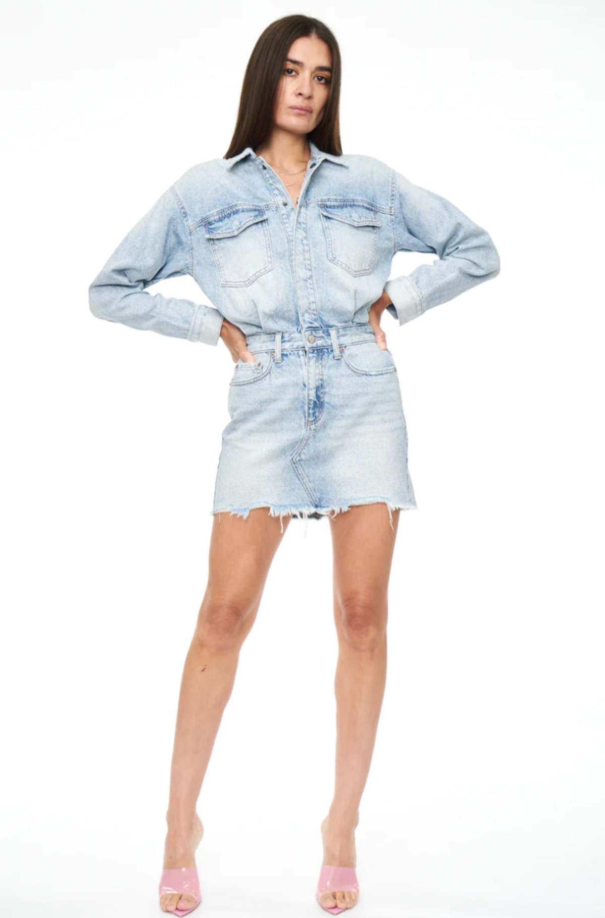 Pistola Nina Long Sleeve Mini Dress - Reservoir | Garmentory