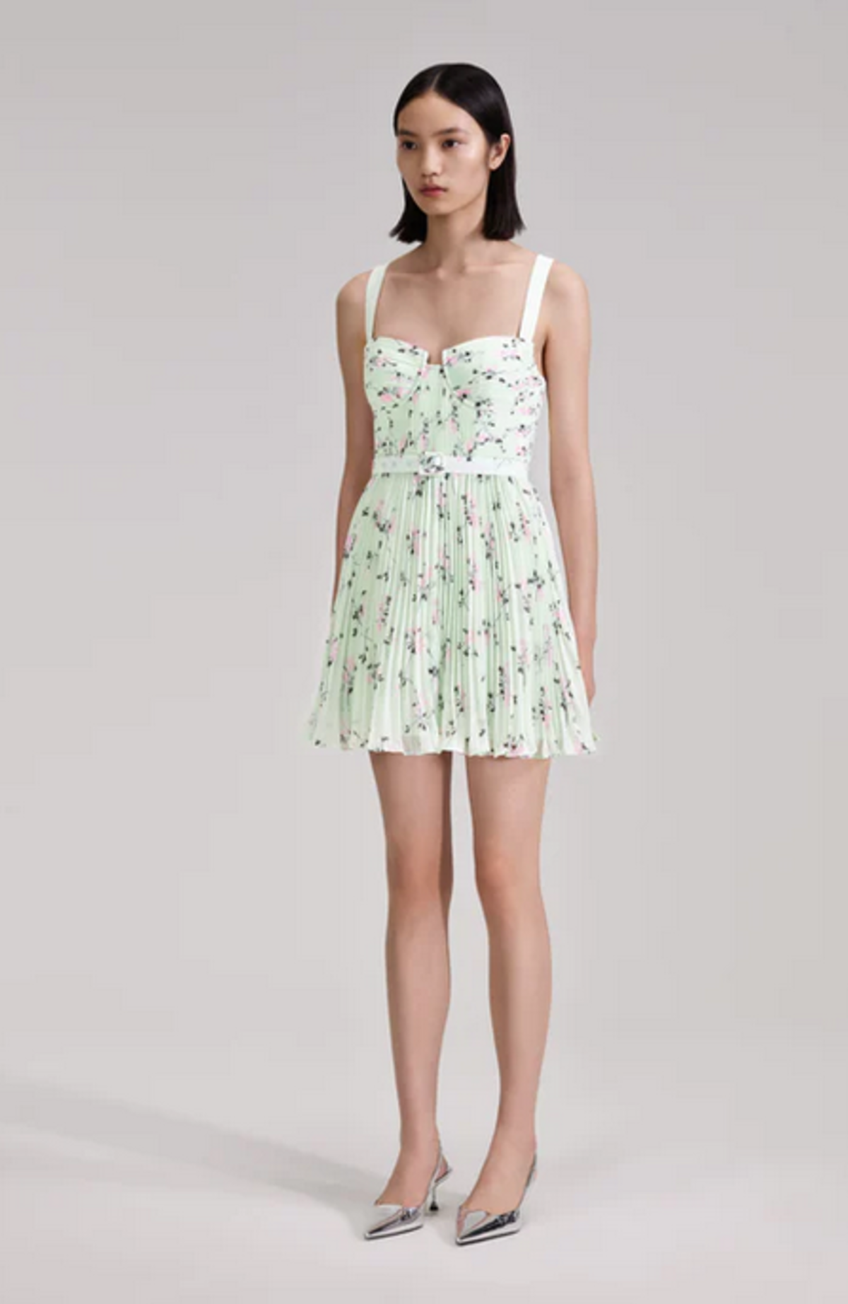 ワンピース Self-portrait Dark Green Floral Dress Green Lace Sleeveless Midi Dress – self-portrait-US