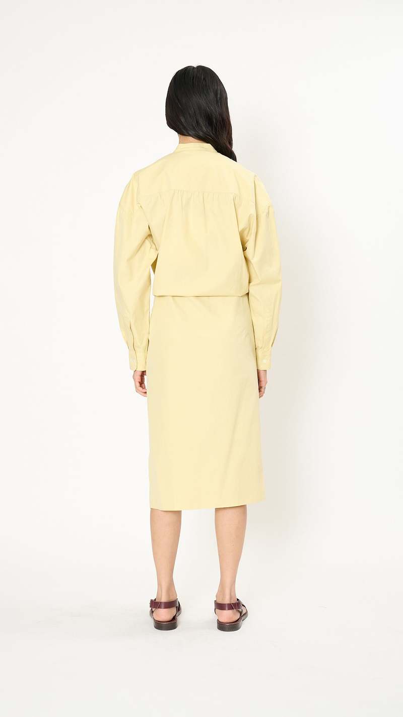 Lemaire Officer Collar Twisted Dress - Dusty Yellow | Garmentory