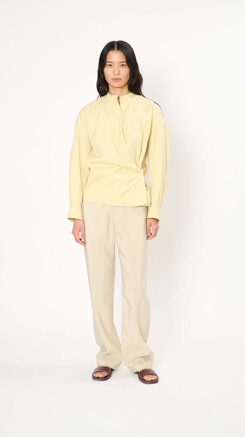 Lemaire Officer Collar Twisted Shirt - Dusty Yellow | Garmentory