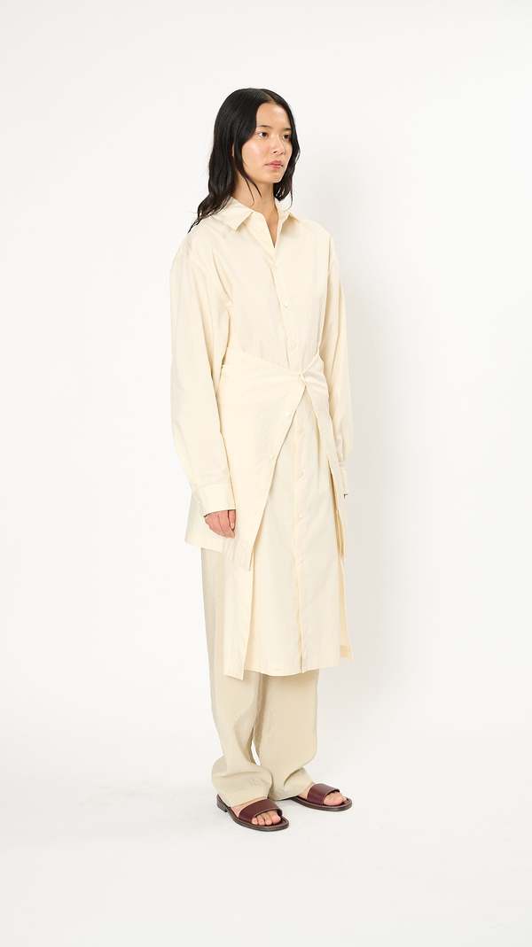 Lemaire Playful Buttoned Shirt Dress - Cream | Garmentory 