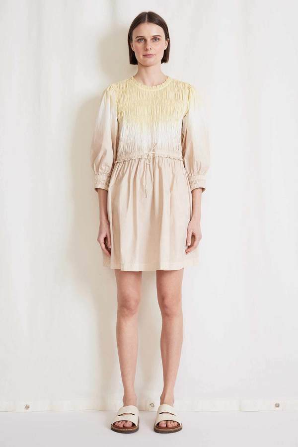 Apiece Apart Aldea Organic Cotton Smocked Mini Dress - Soft Dip Dye | Garmentory Apiece Apart Aldea Organic Cotton Smocked Mini Dress - Soft Dip Dye | Garmentory