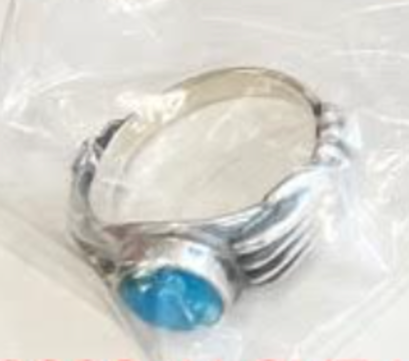 Larry Smith Love Hands Flat Top Turquoise Ring | Garmentory