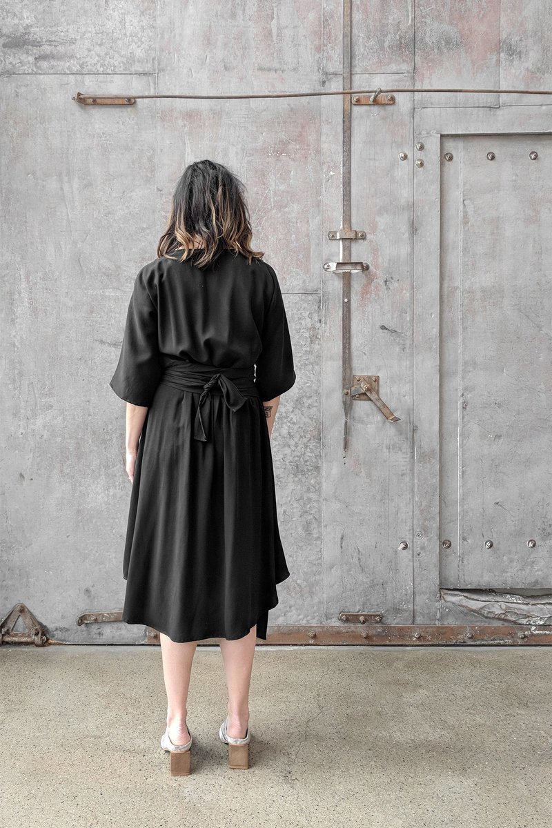Hackwith Design House Reversible Wrap Dress - Black