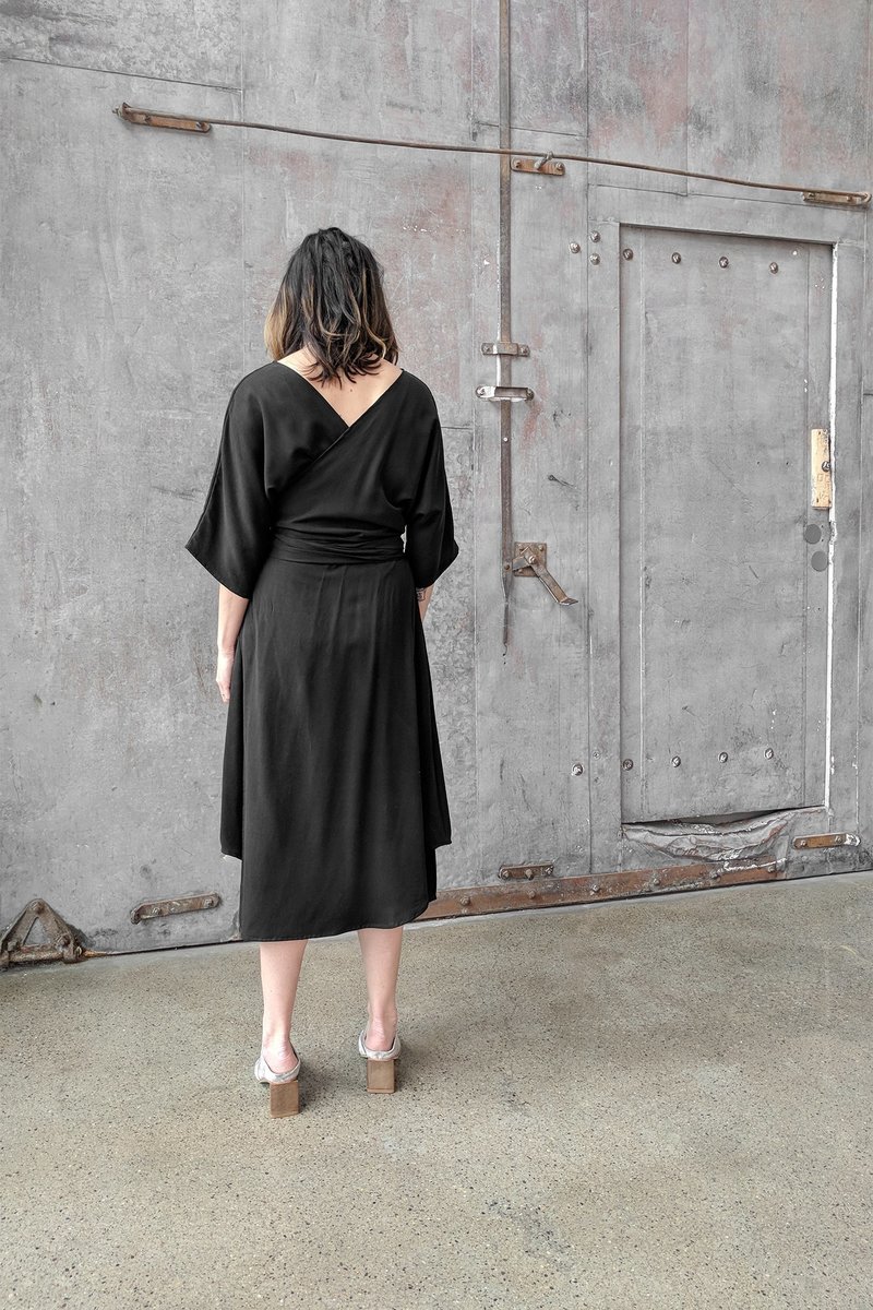 Hackwith Design House Reversible Wrap Dress - Black