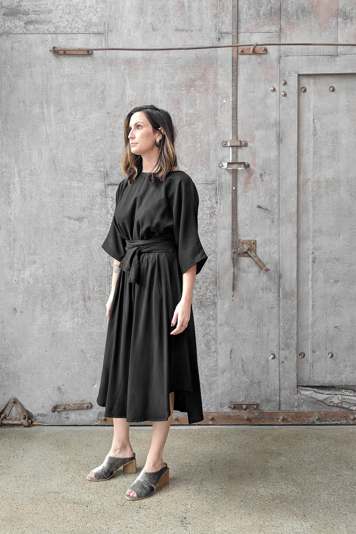 Hackwith Design House Reversible Wrap Dress - Black - Image 5 of 8