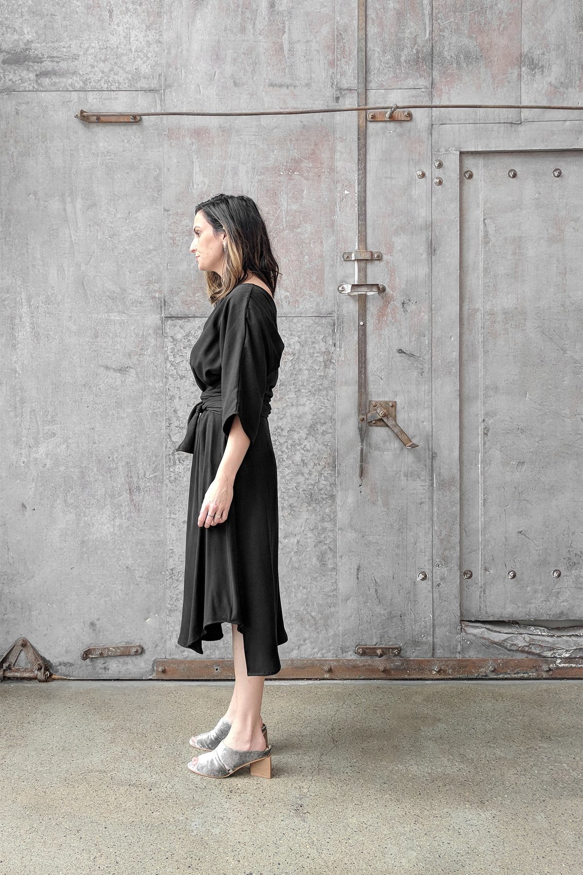 Hackwith Design House Reversible Wrap Dress - Black - Image 7 of 8