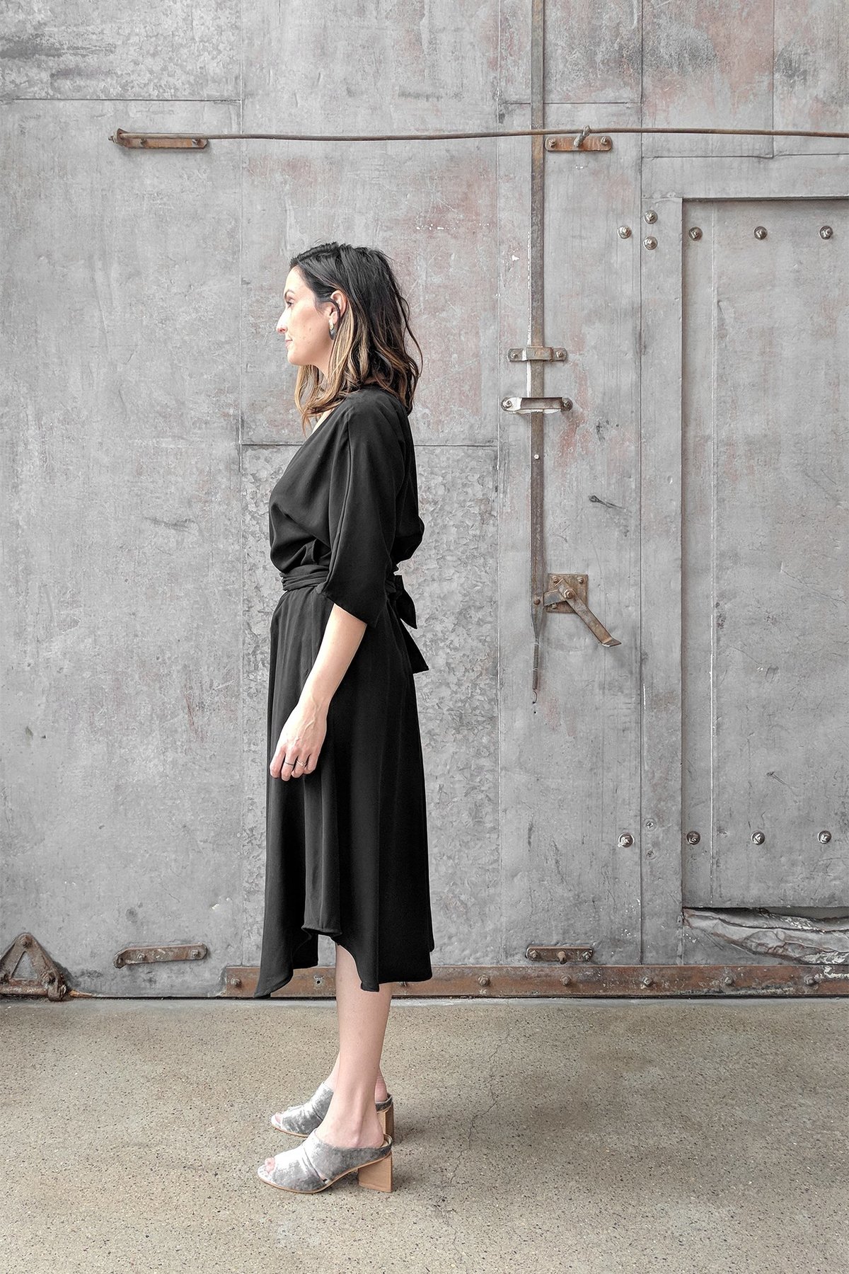 Hackwith Design House Reversible Wrap Dress - Black - Image 8 of 8