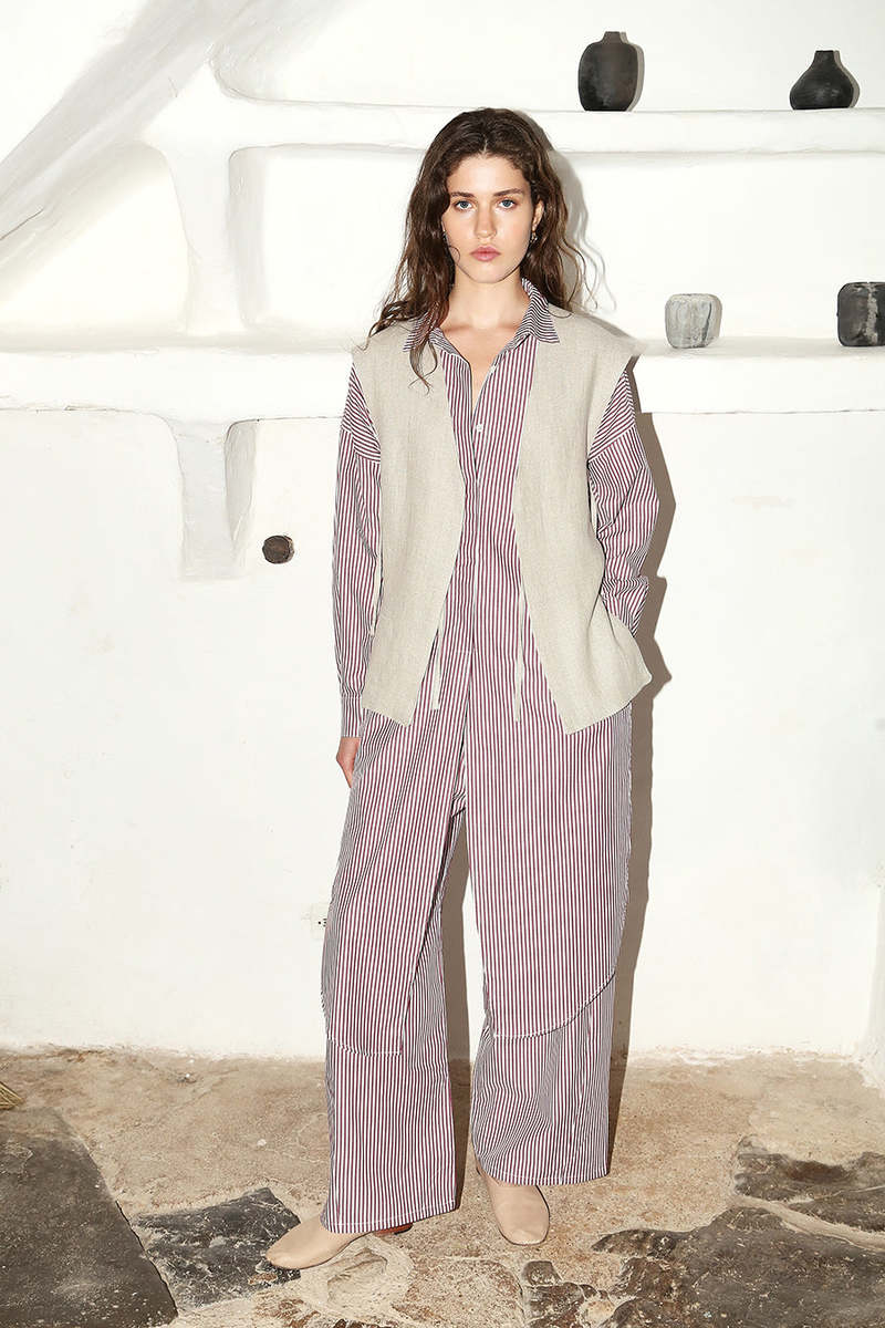Datura Burgundy Striped Lola Shirt - Burgundy Stripe