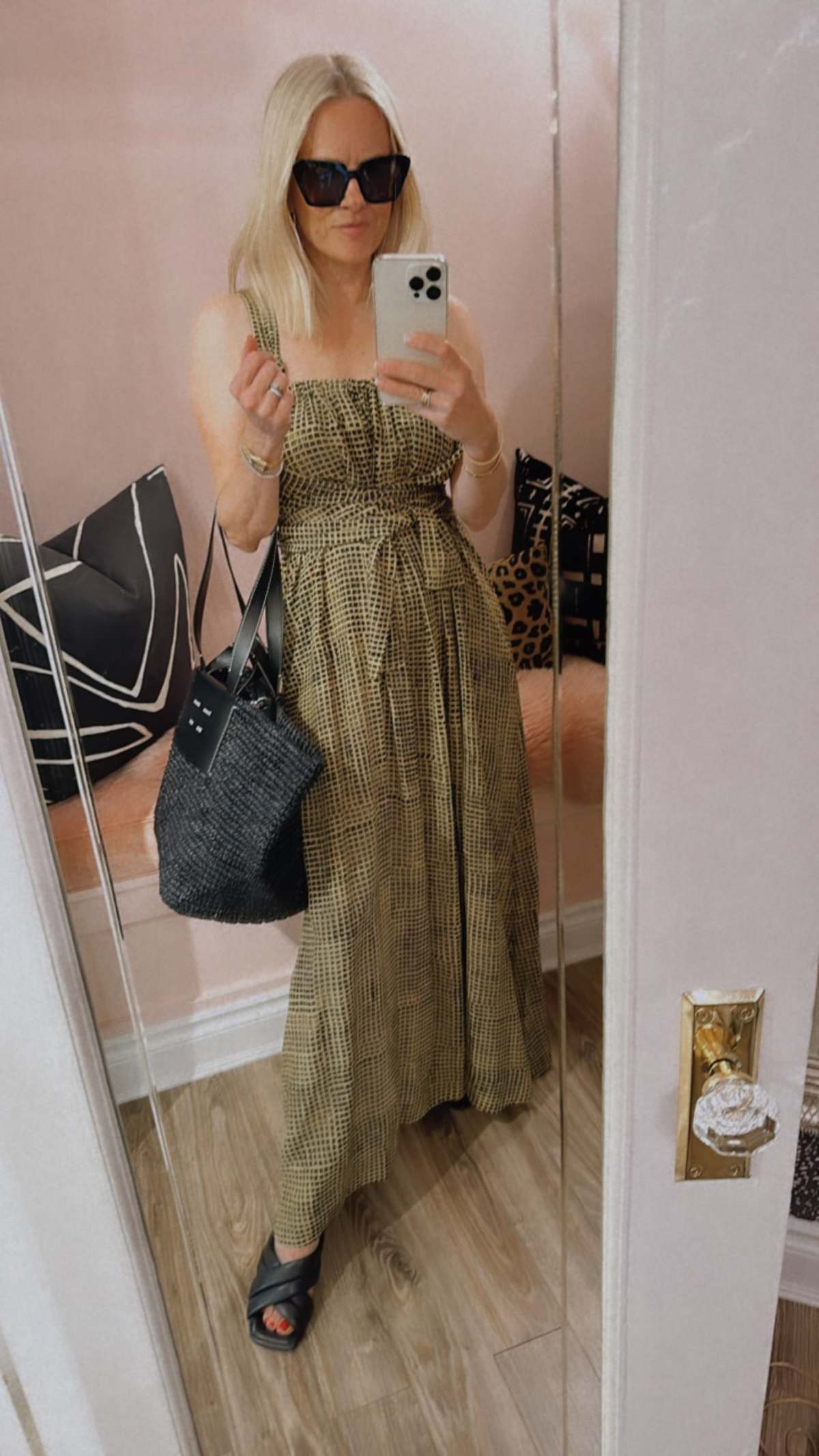Proenza Schouler Flou Wrap Dress - Black/Green Check | Garmentory