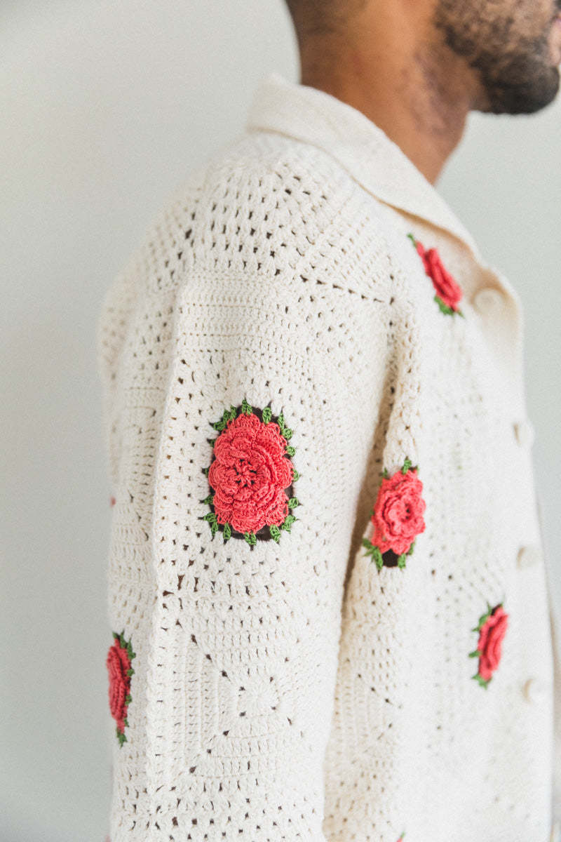 BODE ROSETTE CROCHET SHIRT - white | Garmentory