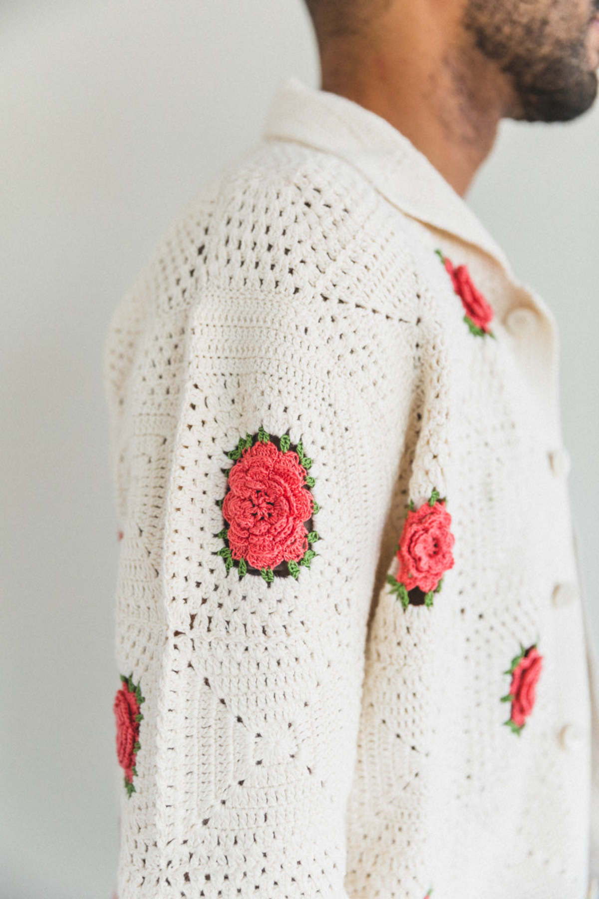トップス BODE crochet rosette cardigan BODE ROSETTE CROCHET SHIRT - white | Garmentory
