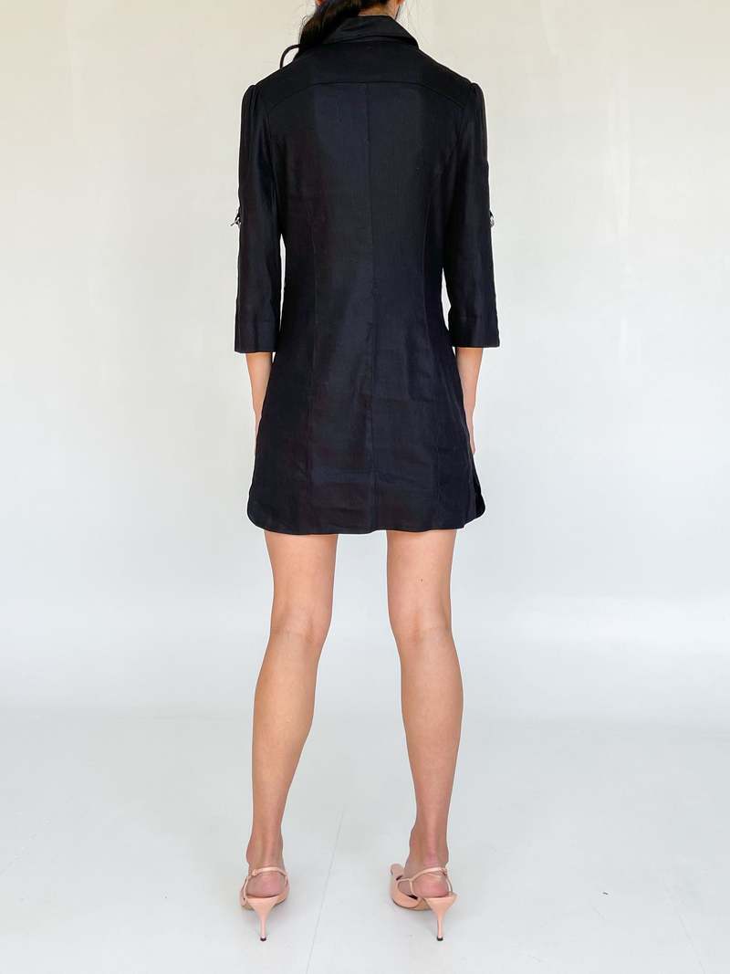 Bebe Linen Cargo Mini Dress - Black | Garmentory