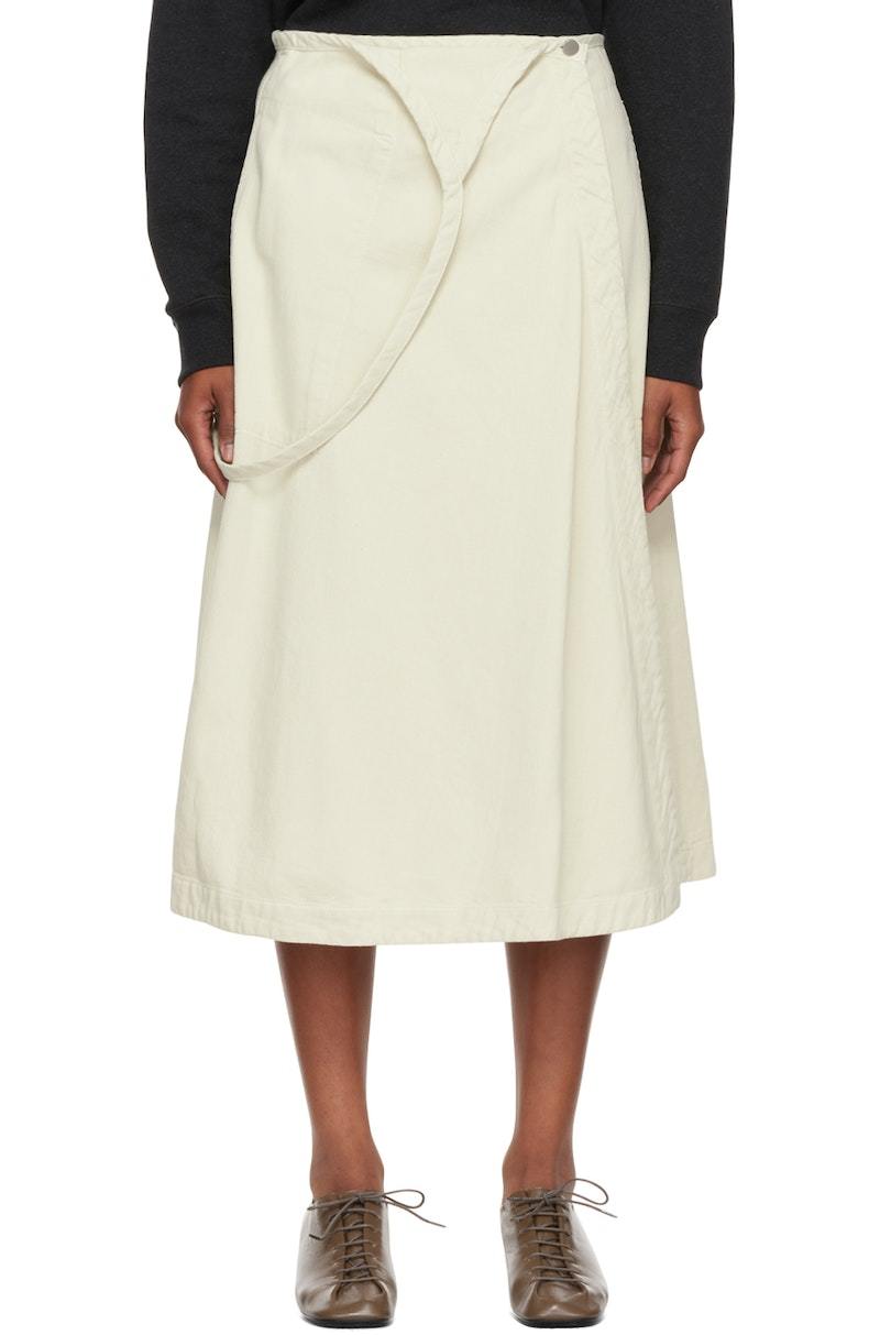 WONDERVISITOR Flanders Apron Skirt ホワイト gathered cotton poplin maxi skirt - White | Monki WW