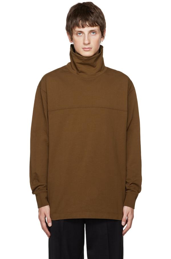 Lemaire High Collar Sweatshirt Brown on Garmentory