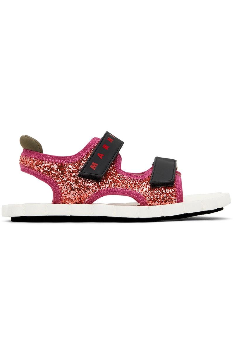 Kids Marni Glitter Trekking Sandals Pink Garmentory