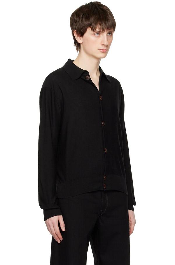 Lemaire Convertible Collar Cardigan - Black | Garmentory