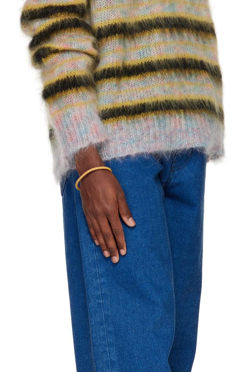 Marni Yellow & Pink Braided Leather Bracelet | Garmentory