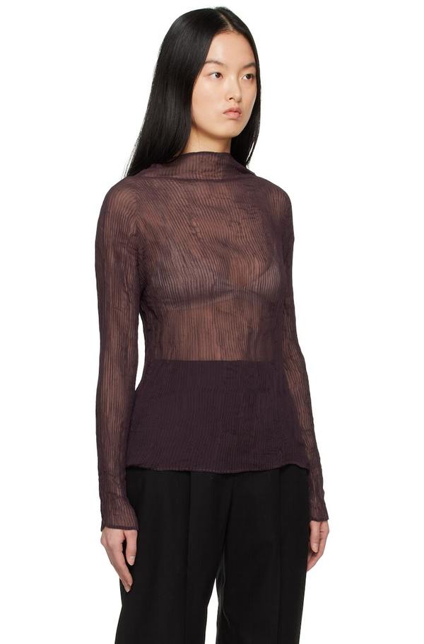 ISSEY MIYAKEのCHIFFON TWISTプリーツ、リバーシブル、黒紫 Issey Miyake Chiffon Twist 1 Turtleneck - Purple | Garmentory