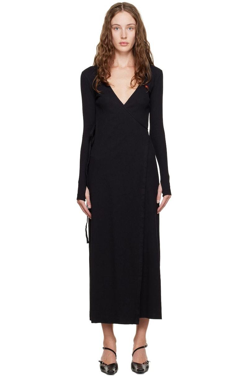 MARINE SERRE Hooded Midi Dress - Black | Garmentory