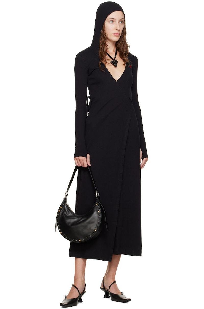 MARINE SERRE Hooded Midi Dress - Black | Garmentory