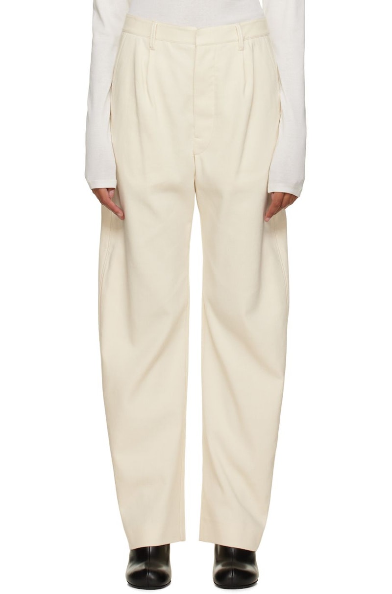 パンツ LEMAIRE Woman Pants White PA1181LF1365 WH014 LEMAIRE Pleated Trousers - Off-White | Garmentory