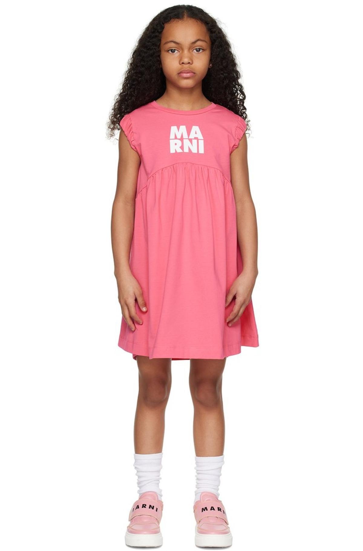 strapless open back dress MARNI Girls Big Pocket Sweater Dress in Pink main image 0