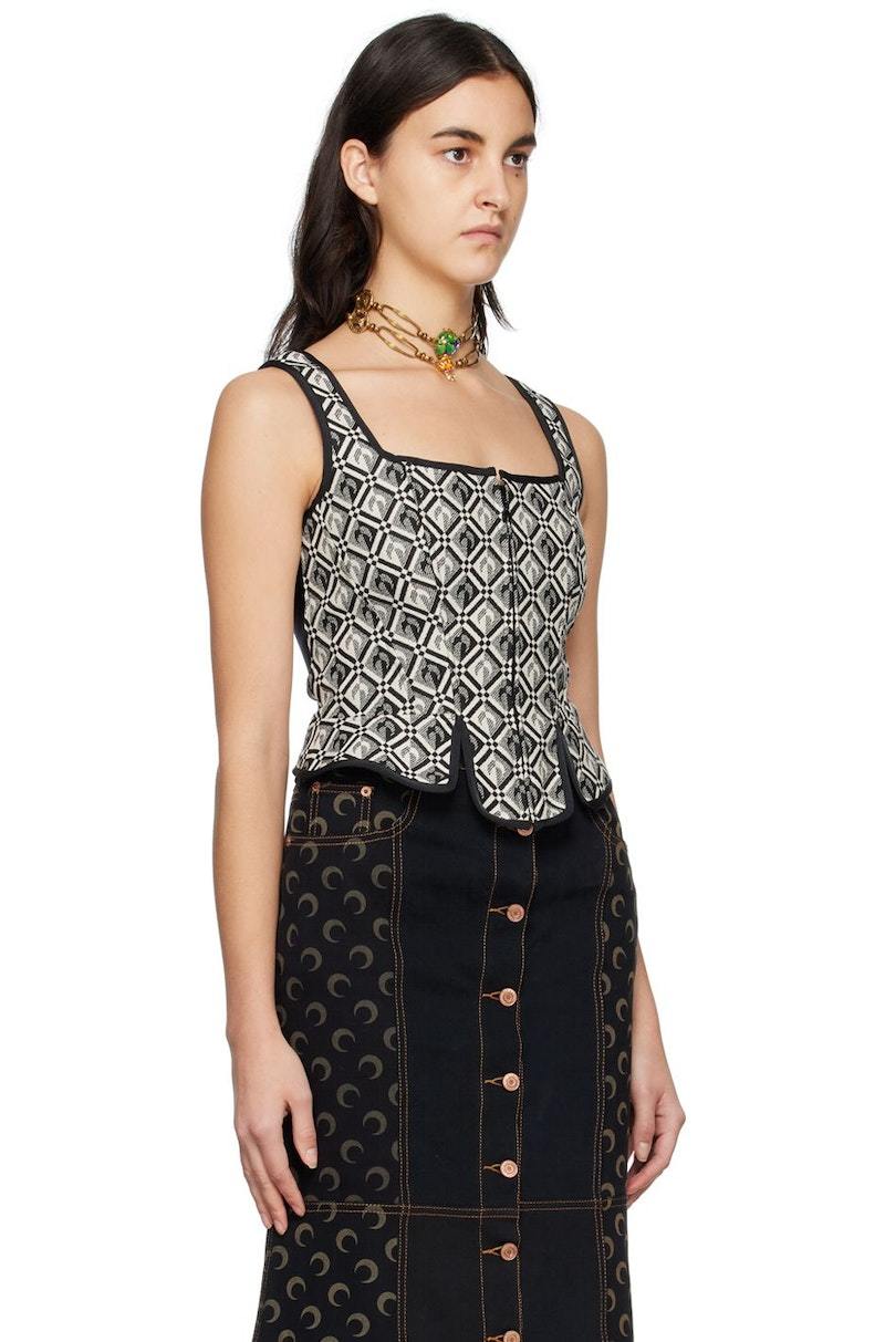 Marine Serre ムーンプリントトップ Marine Serre All Over Moon Sports Bra | Black | FARFETCH