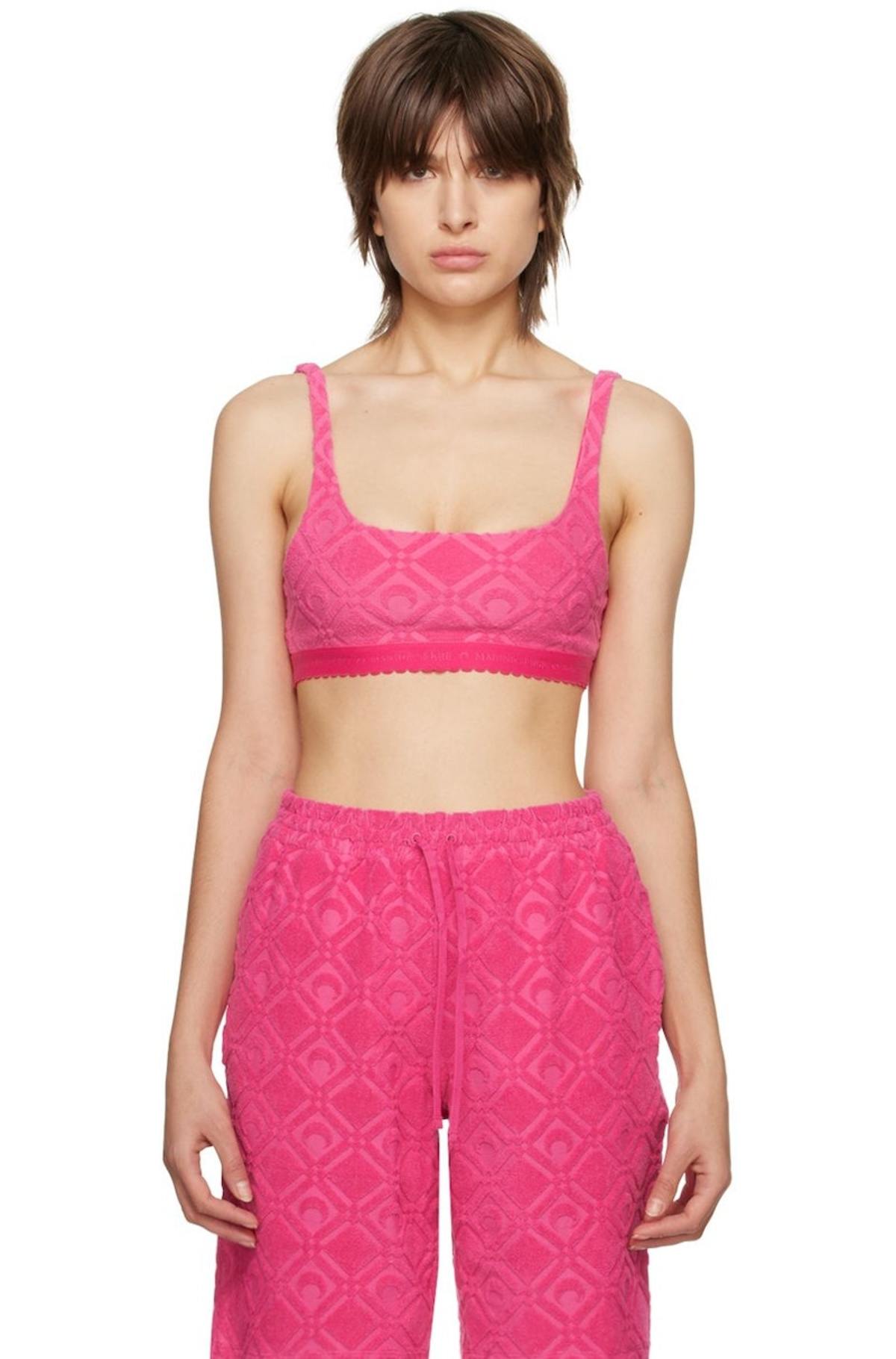 Marine Serre Jacquard Sports Bra - Pink | Garmentory