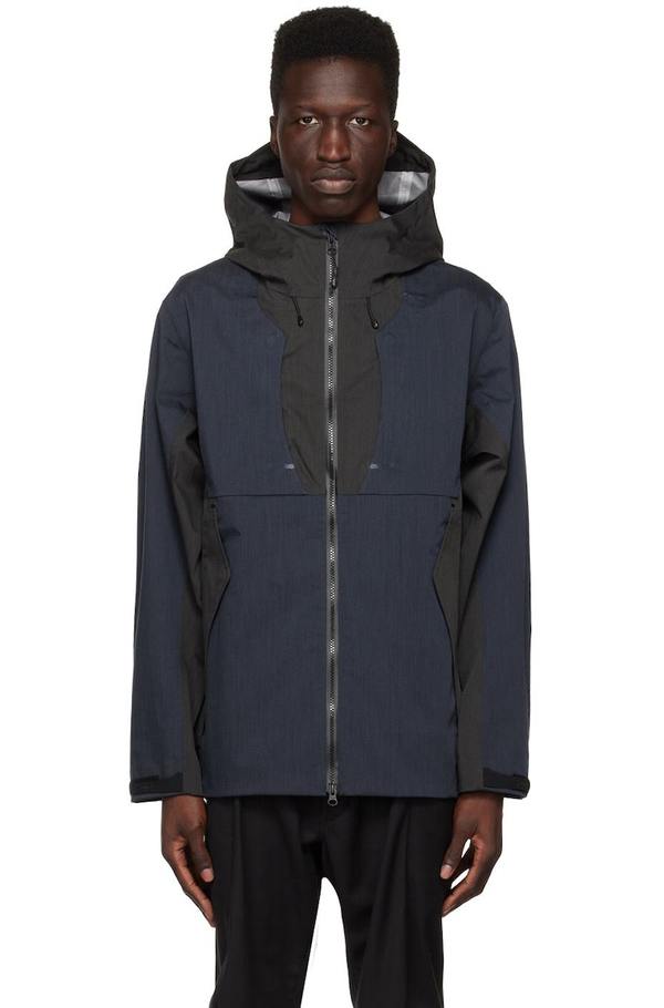 Snow Peak Kozaburo Edition FR Rain Jacket - Black/Navy | Garmentory