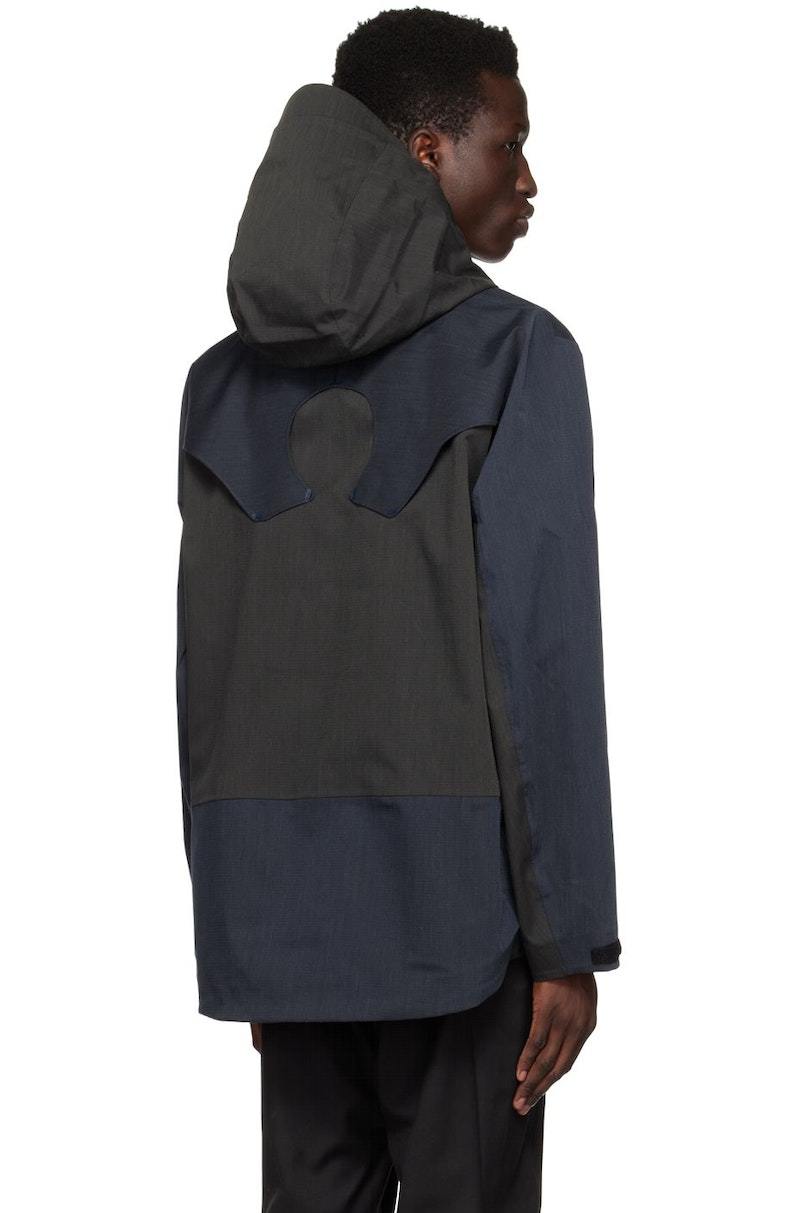 Snow Peak Kozaburo Edition FR Rain Jacket - Black/Navy | Garmentory