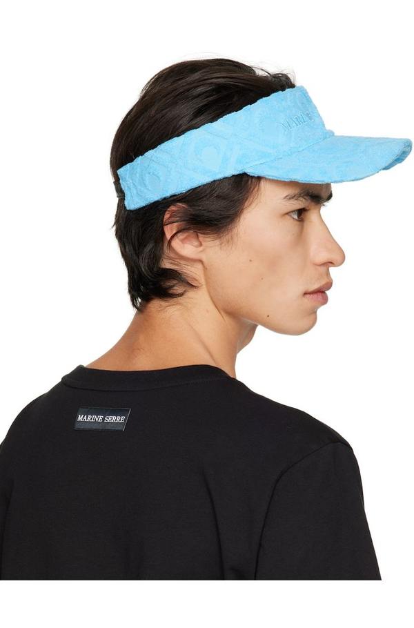 MARINE SERRE Blue Embroidered Visor - Aquarius | Garmentory display picture 1