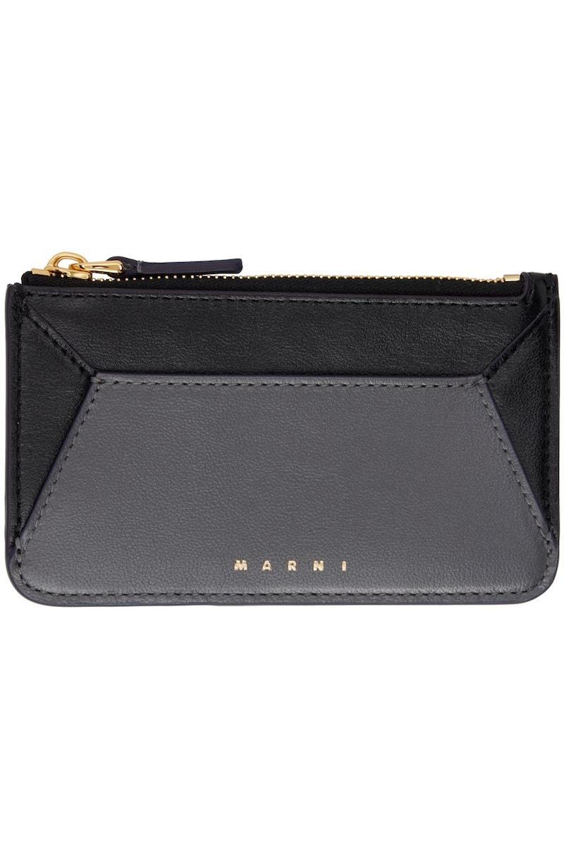 ◇MARNI◇ Leather Zipper Card Holder Black PFMO0111U5P803500 Black leather card case | Marni