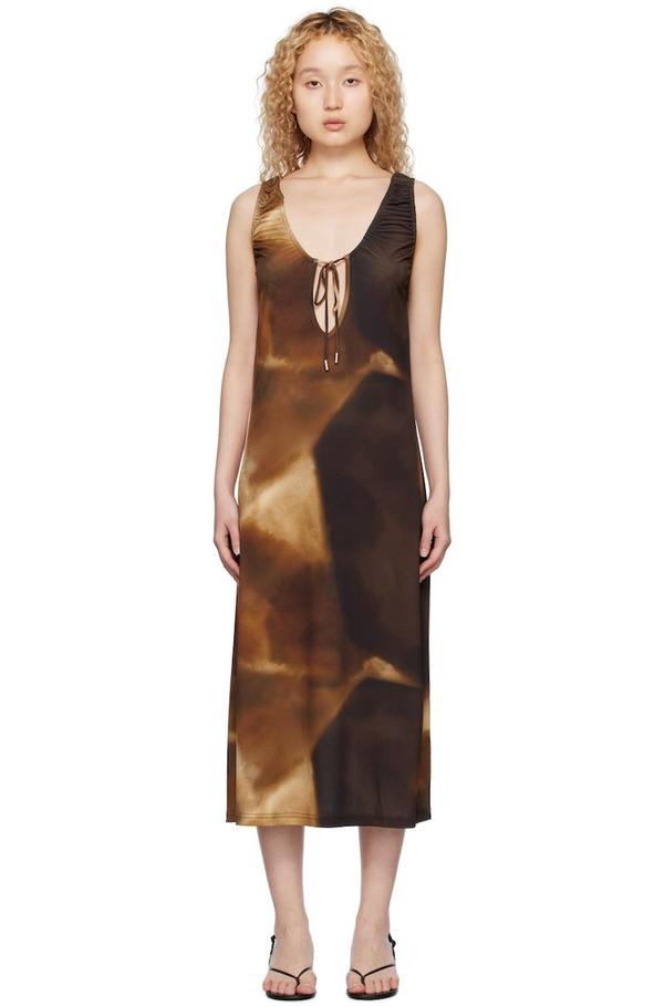 knee length dresses for ladies Twisted Front Dress Midi Length Flared Cut Saks main image 1