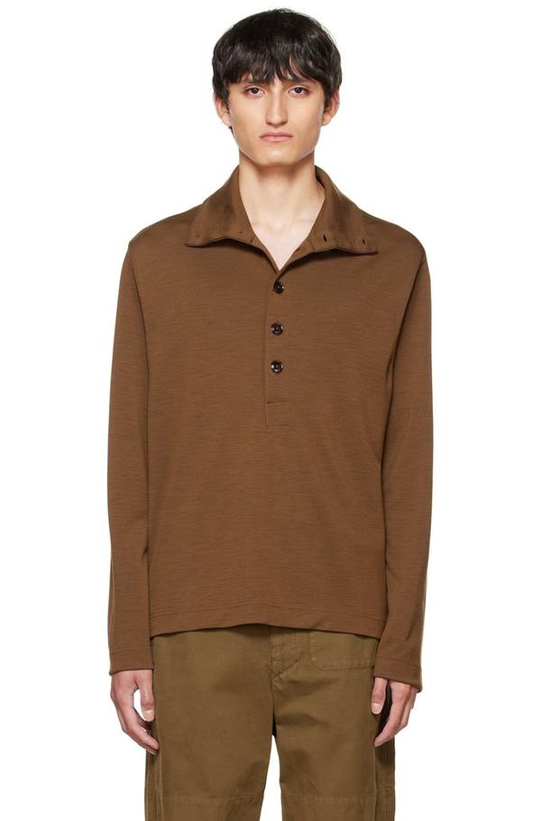 Lemaire Convertible Polo - Cinnamon Brown | Garmentory