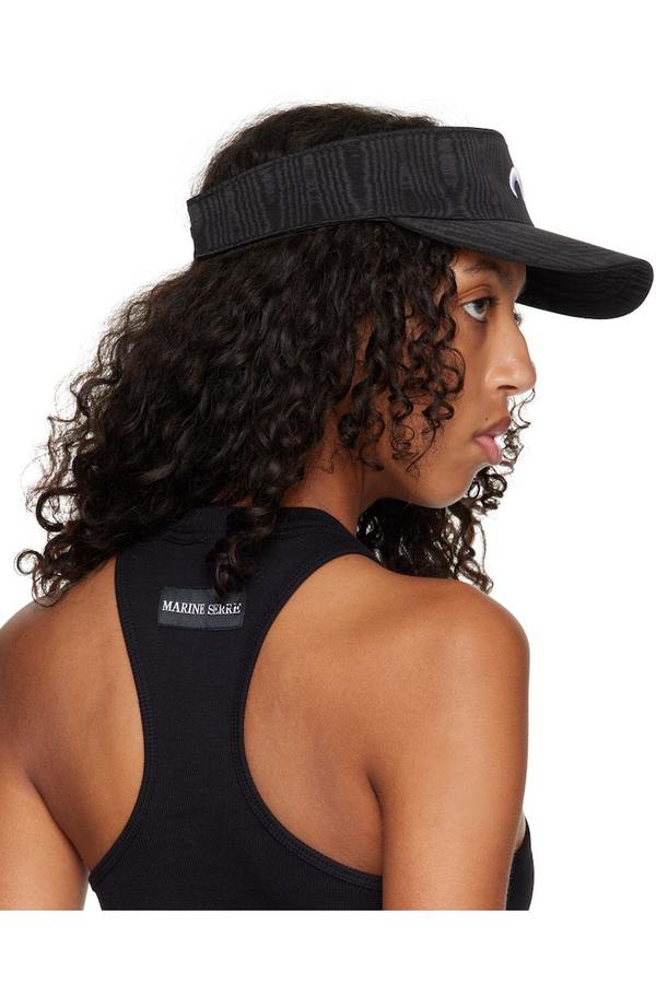MARINE SERRE バイザー キャップ 黒 Marine Serre Black Embroidered Visor | Garmentory
