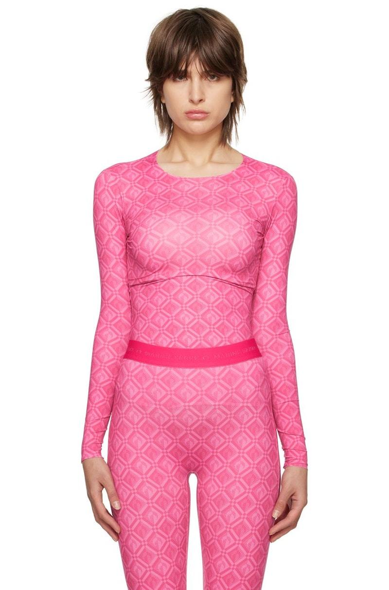 Marine Serre Second Skin Long Sleeve T-Shirt - Pink | Garmentory