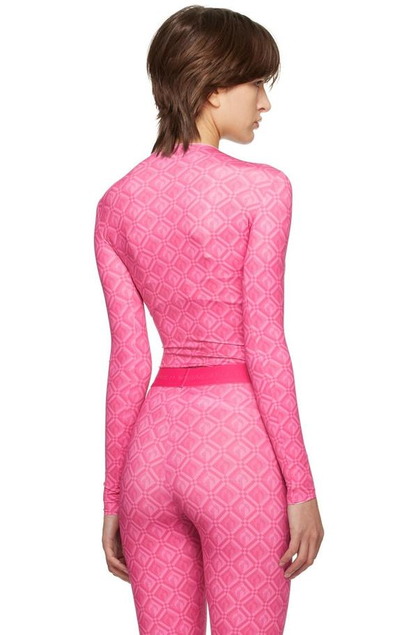 新品【MARINE SERRE】SECOND SKIN TOPピンクM 新品【MARINE SERRE】SECOND SKIN TOPピンクM Marine Serre Jacquard